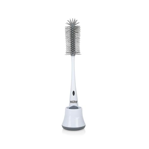 Nuby – 2-in-1 Flaschen- und Schnullerbürste mit hygienischem Halter – Silikonbürste mit...