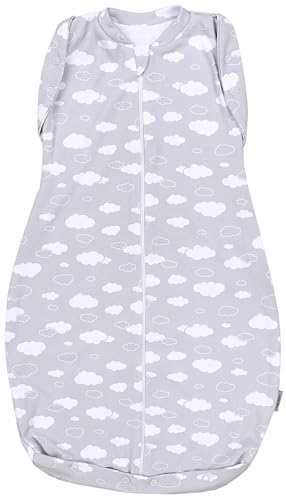 TupTam Baby Pucksack Swaddle Bag Wattiert Babyschlafsack unisex, Farbe: Unwattiert 0.5 TOG/Wolken...