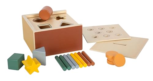 small Foot Montessori Steckspiel aus FSC 100%-zertifiziertem Holz, Lernspielzeug mit 3 Einsätzen,...