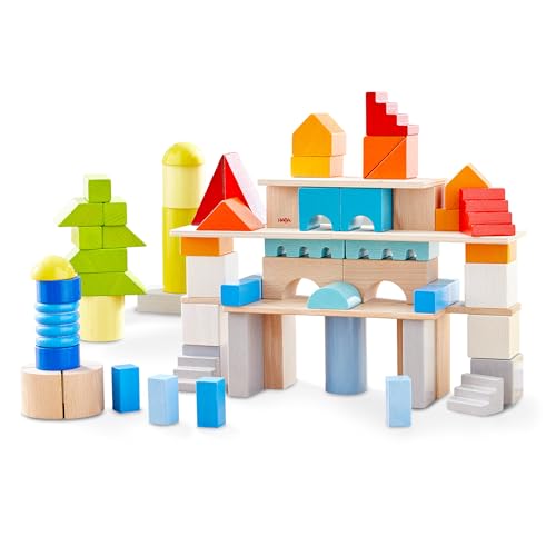 Haba Basis Holzbausteine - 85 Bunte Bausteine mit Baumwolltasche - Made in Germany - ToyAward...