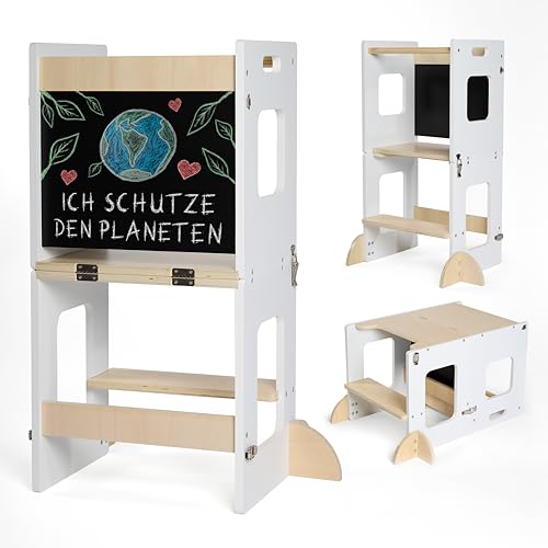KYWAI® Lernturm ab 1 Jahr – Lernturm Klappbar 3 in 1 mit Tafel – Learning Tower für Kinder –...