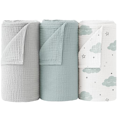 Bearmoss Baby Pucktuch Musselin Decke 100% Baumwolle Dünne Atmungsaktive Babydecke Baby Swaddle...