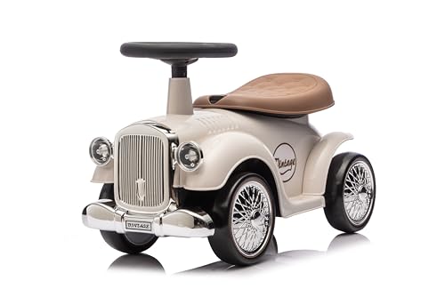 Baroni Toys Vintage Rutschfahrzeug für Kinder von 12 bis 36 Monaten, Retro Rutschauto mit Hupe,...