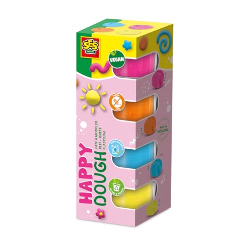SES Creative 00512 Feel Good Knete-Happy (4x90gr), Mehrfarbig, S