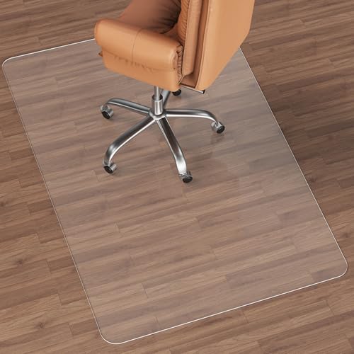 NATRKE Bodenschutzmatte Transparent, 122x76cm Bürostuhlunterlage Drehstuhl Stuhlmatte,...