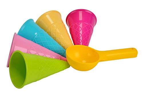 Simba Sandformen EIS – 6‑teiliges Sandspielzeug‑Set mit 5 Waffelformen & Portionierer,...