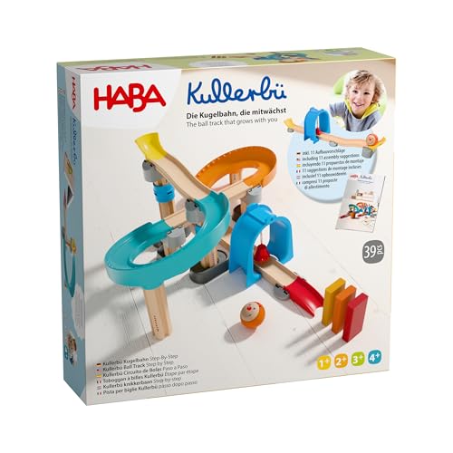 HABA Kullerbü Kugelbahn Step-by-Step – Cleveres Klicksystem für stabilen Spielspaß –...