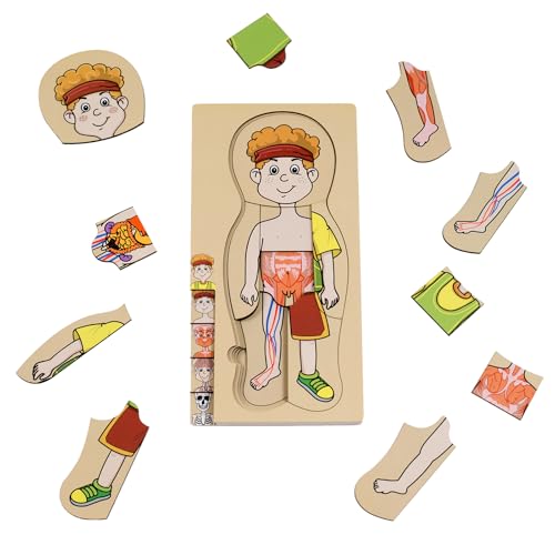 Meine Körperteile Puzzle für Kleinkinder Kinder Mädchen Jungen Montessori Holz Anatomie Puzzle...