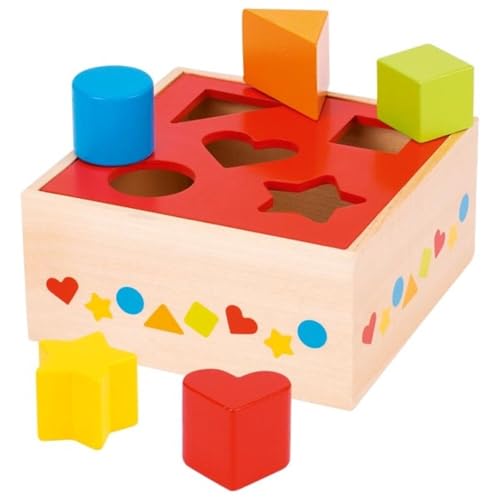 goki 58580 Sort-Box, Holz, 16 x 16 x 7,6 cm, 5-teilig, Steckspiel, Formen- und Farbensortierspiel ab...