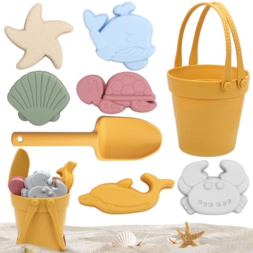 CHRI Sandspielzeug Strandspielzeug Kinder 8 Stück Silikon Sandspielzeug Set Sandkasten Spielzeug...