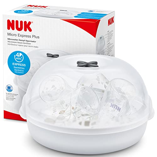 NUK Micro Express Plus Mikrowellen-Sterilisator für Flaschen | sterilisiert bis zu 4 Babyflaschen...