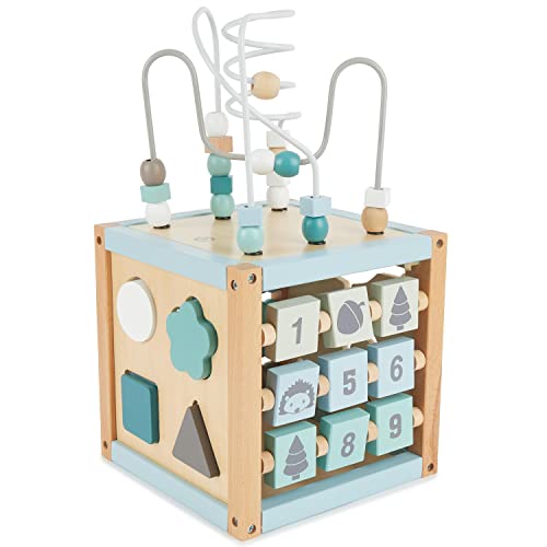 Bieco Motorikwürfel Scandi-Chic nachhaltiges Holz FSC® | Motorikspielzeug ab 1 Jahr | Activity...