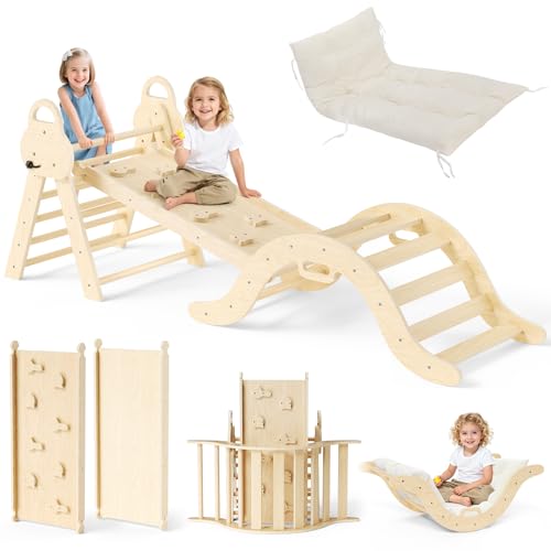 CUPCHID klettergerüst Indoor,7-in-1 Montessori Klettergerüst Set,Indoor Kletterdreieck,25 Jahre...