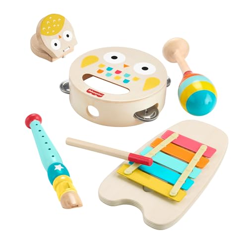 Fisher-Price Musik-Geschenkset für Kleinkinder mit Tierspielzeug-Instrumenten, 6 Holzteile für...
