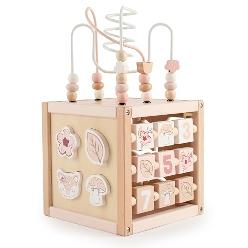 Bieco Motorikwürfel REH Ella nachhaltiges Holz FSC® | Spielwürfel Baby Activity Center Baby...