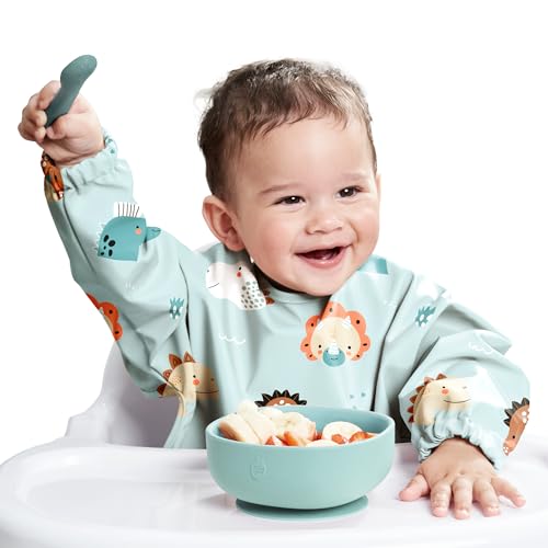 Nombear Baby Lätzchen mit Ärmeln für BLW (6 bis 24 Monate), 1 Packung - Wasserdichtes...