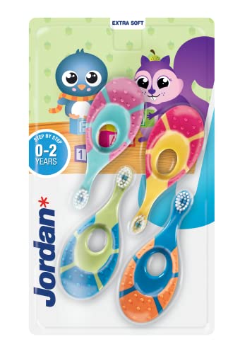 Jordan® Step 1 Baby Toothbrush, 0-2 Years The Original Toddler Toothbrush with Extra Soft Bristles...
