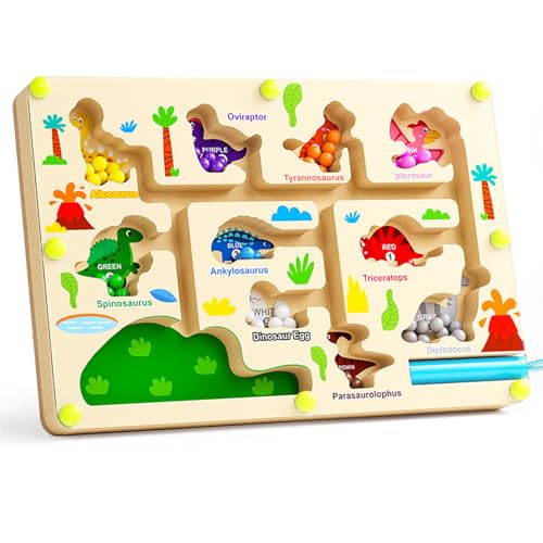 Pmueuff Magnetspiel Labyrinth Kinder, Dinosaurier Magnet Spielzeug, Montessori Spielzeug ab 3 4 5 6...