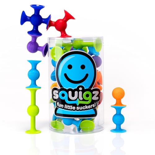 Fat Brain Squigz Starter 22-teiliges Set, Vorschulspielzeug für Kinder, Saugspielzeug-Set, Sortier-...
