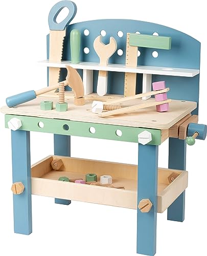 small foot Werkbank 'Nordic' Kompakt aus Holz, Kinder Werkbank mit Werkzeug und Zubehör, ab 3...