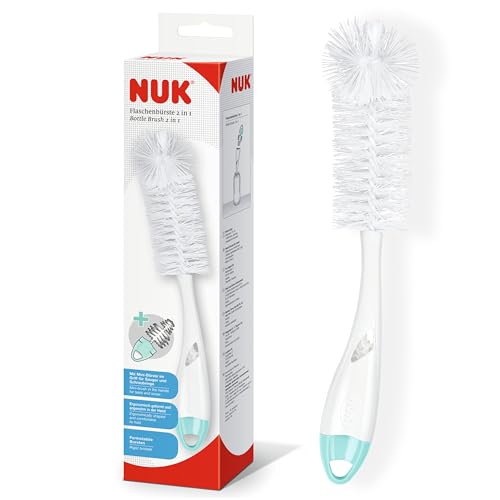 NUK 2 in 1 Flaschenbürste mit integrierter Saugerbürste | mit ergonomischen Griff | für Flaschen...
