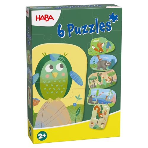 HABA Meine ersten 6 Puzzles – Waldtiere – Kinderpuzzle ab 2 Jahren – Mit Bär, Fuchs & Co. –...