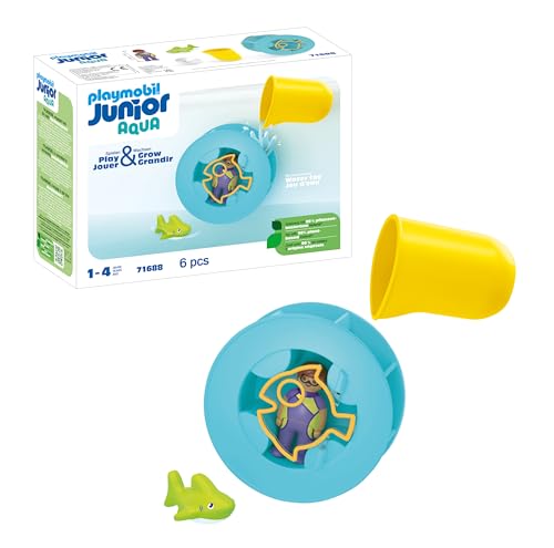 PLAYMOBIL JUNIOR | Aqua | Wasserwirbelrad mit Baby-Hai | Badewannenspielzeug aus biobasierten...