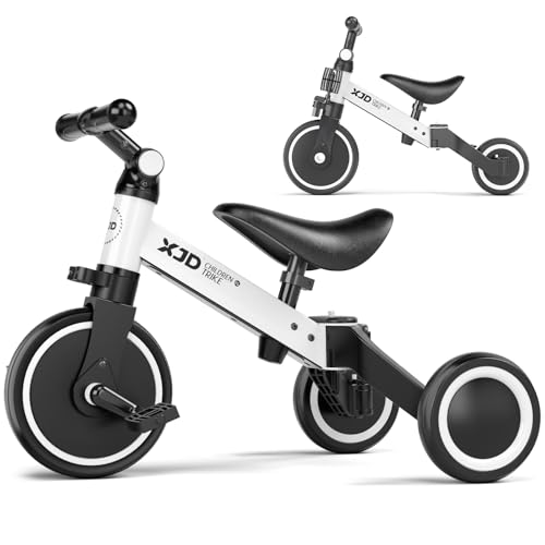 XJD 3 in 1 Laufrad Dreirad, Kinder Dreirad ab 1 Jahr, Laufräder Lauffahrrad mit verstellbarem Sitz...