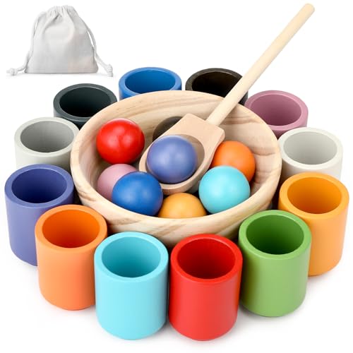 Royouzi Montessori Holzspielzeug, Montessori Ball Sortierspiel, Holz Sortier Stapelspielzeug,...