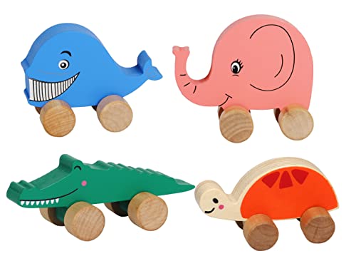 Toys of Wood Oxford TOWO Holzautos für Kleinkinder – Tiere auf Rädern – Fahrzeuge,...