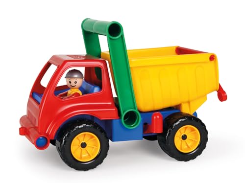 Lena 04150 - Aktive LKW Kipper, Baustellenfahrzeug ca. 27 cm, robuster Kipplaster mit Haltegriff und...