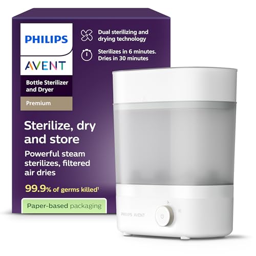 Philips AVENT Babyfläschchen-Sterilisator und -Trockner Premium, entfernt 99,9% der Bakterien,...