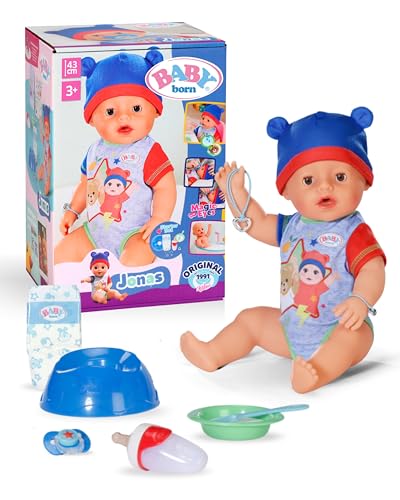 BABY Born Jonas - 43 cm große Babypuppe - 10 Funktionen inkl. Accessoires & Strampler -...