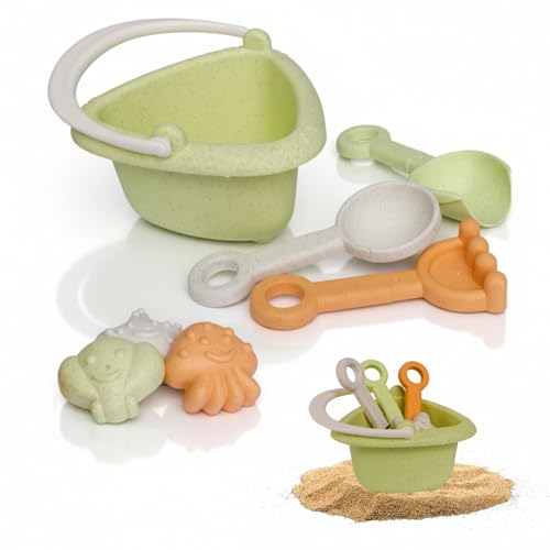 alldoro 60175 Mini Sandspielzeug Set 7-teilig, ab 18 Monaten, Kleiner Eimer mit Förmchen, Schaufeln...