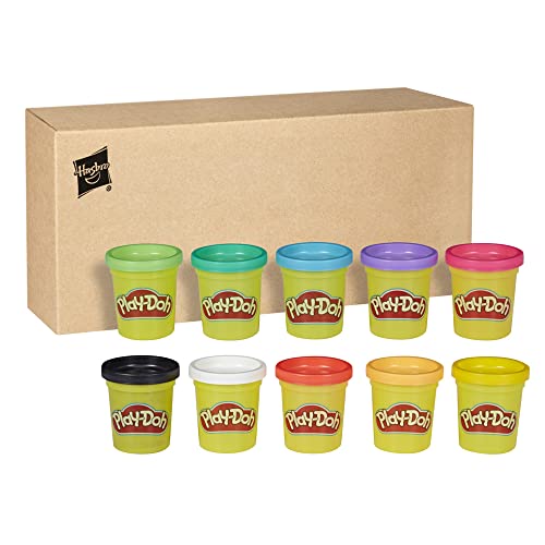 Play-Doh Rainbow Pack 10 x 56g Dosen, Bastel-Set mit hochwertiger Knetmasse in 8 fröhlichen Farben,...