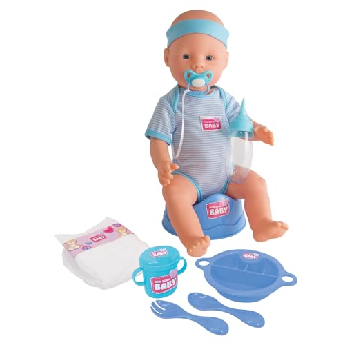 Simba 105030044 - New Born Baby Puppen-Junge, Vollvinylpuppe mit Schlafaugen, Trink- und...