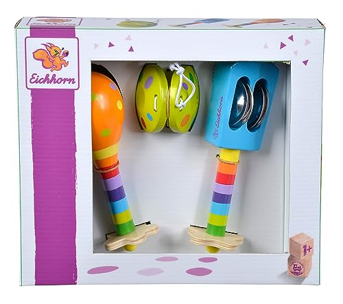 Eichhorn 100003484 Musik Set enthält Rassel, Maracas und Kastagnette, Bunte Musikinstrumente aus...