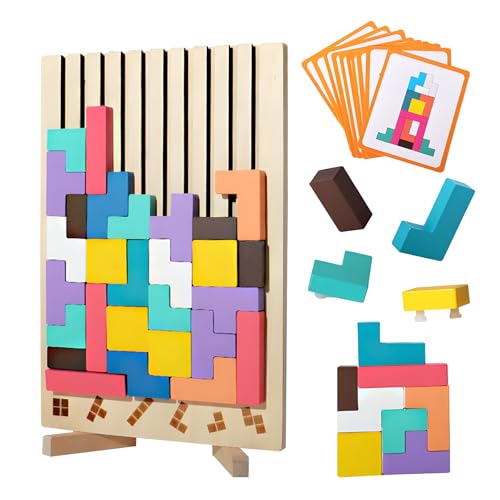 Holzpuzzle Tetris, Lernspielzeug, Montessori-Spiele 3 4 5 6 Jahre, Intelligenz Jigsaw, Gehirn...