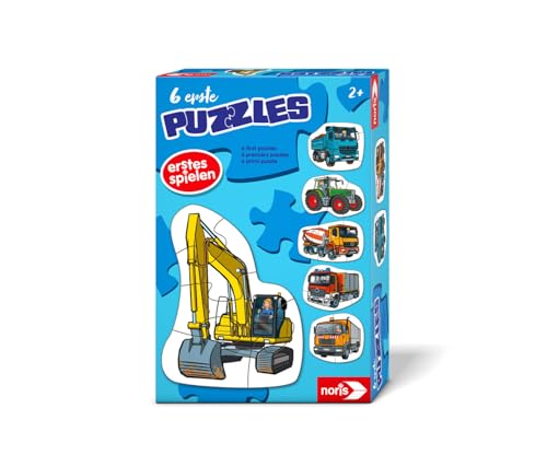 Noris 6 erste Puzzles Fahrzeuge – Kinderpuzzle ab 2 Jahren mit Traktor Auto Bagger – 6 robuste...