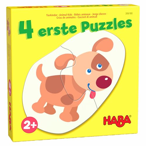 HABA 4 erste Puzzles Tierkinder – Puzzleset ab 2 Jahren mit 4 süßen Tiermotiven – Fördert...