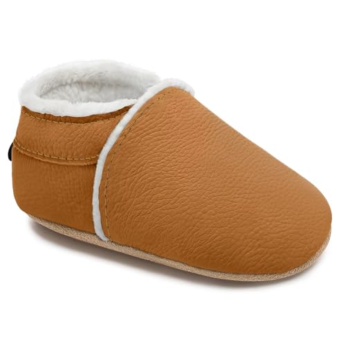 HMIYA Weiche Leder Krabbelschuhe Babyschuhe Lauflernschuhe mit Wildledersohlen für Jungen und...