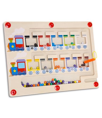 Kureny Magnetspiel Labyrinth Montessori,Magnetisch Holzspielzeug für Kinder,Motorikspielzeug...