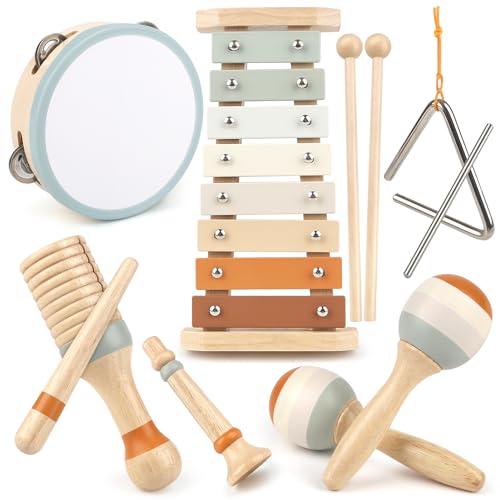 Musikinstrumente für Kinder Kinderspielzeug ab 3 Jahre holzspielzeug Trommel Xylophone für Kinder...