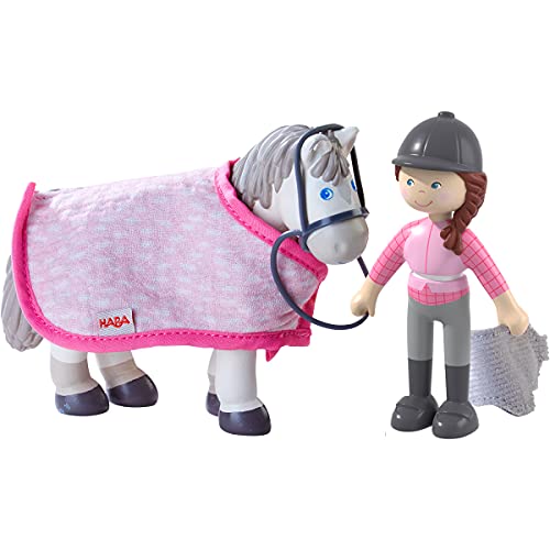 HABA 306168 - Little Friends – Reiterin Sanya und Pferd Saphira, Biegepuppen & Tiere ab 3 Jahren,...