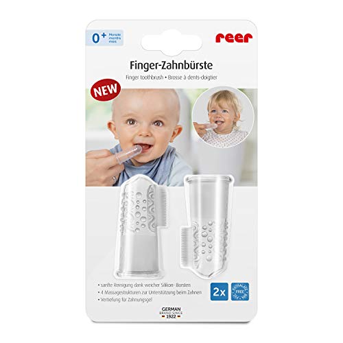 reer 79249 Finger-Zahnbürste Silikon 2 Stück, Baby-Zahnbürste aus Silikon, latexfrei, transparent...