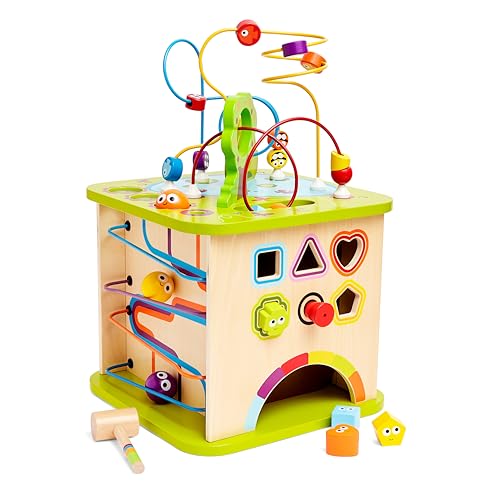 Hape Motorikwürfel „Kleine Tierchen“ - aus Holz, Multifunktions-Spielwürfel, Lernspielzeug aus...