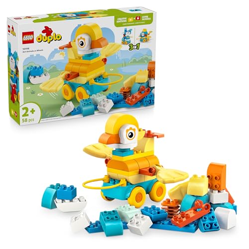 LEGO DUPLO Town Tiere auf Rädern 3-in-1-Set - Montessori Spielzeug zum Bauen von Ente, Fisch oder...