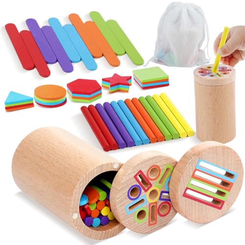 Montessori Spielzeug ab 1 Jahr, Motorikspielzeug Montessori Spielzeug 2 Jahre, 3-in-1 Montessori...