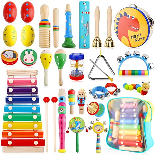 ENCOUN 33 Stück Musikinstrumente für Kinder, Musikinstrumente Musical Instruments Set, Holz...