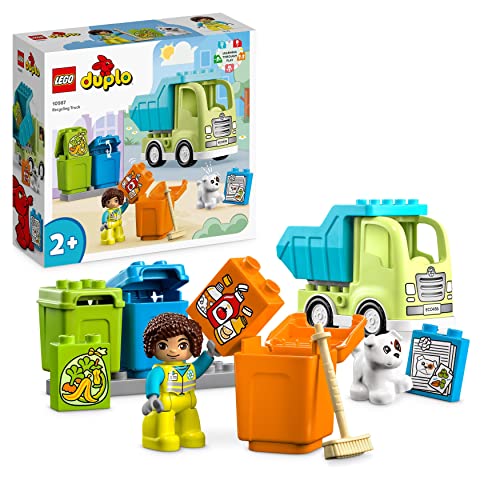 LEGO DUPLO Recycling-LKW Müllwagen-Spielzeug, Lern- und Farbsortier-Spielzeug für Kleinkinder und...